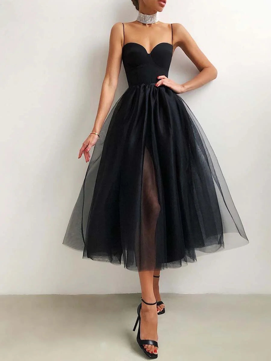 Luolandi Tulle Long Prom Dress A Line Formal Dress Sexy Party Dress Cocktail Dresses